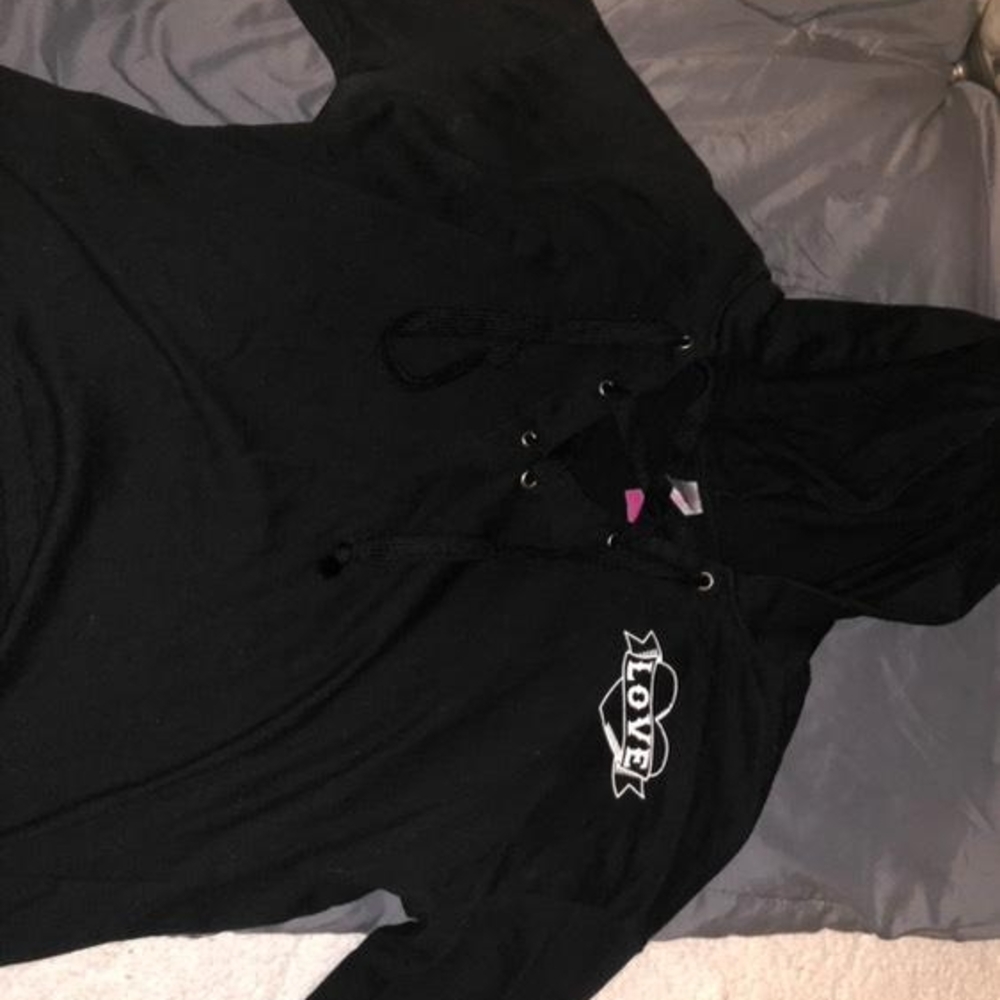 No Boundaries Black Hoodie with Pink Accents